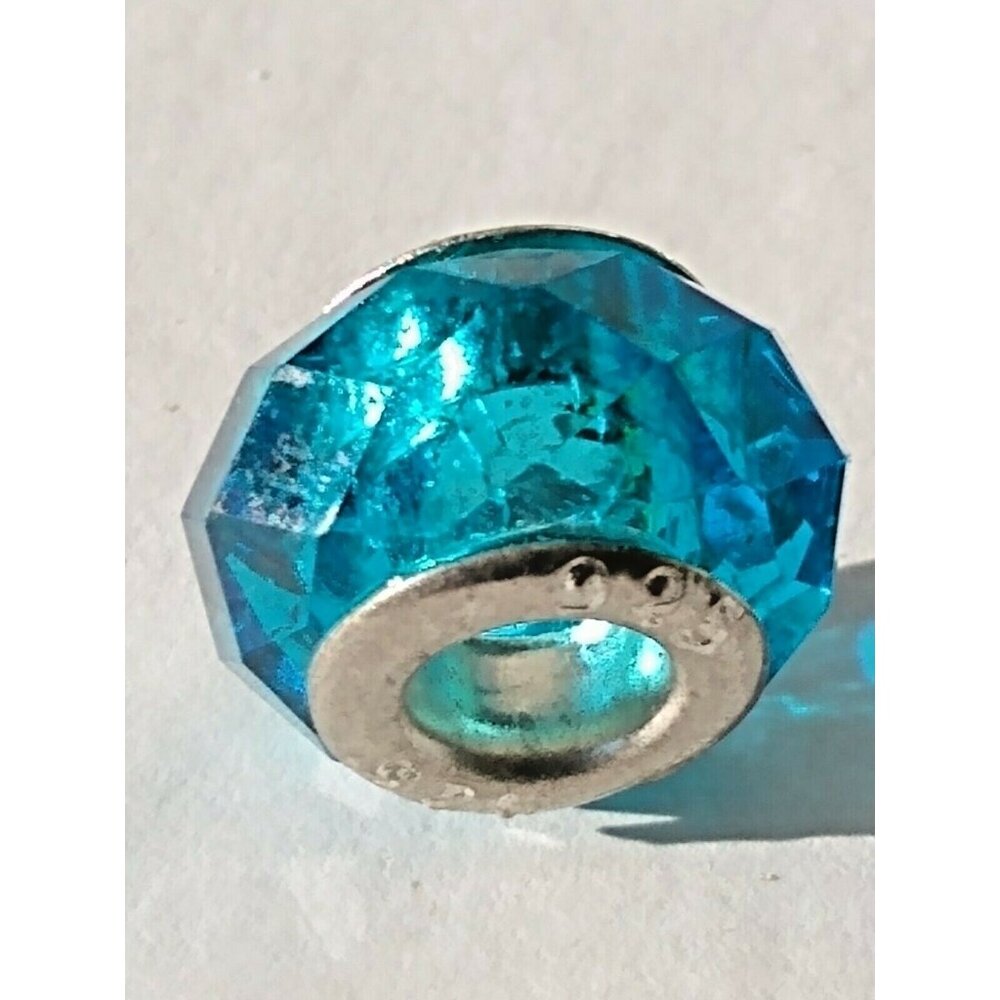 925 Sterling Faceted Crystal Beads European Charm Bracelet - Capri Blue Lot of 8